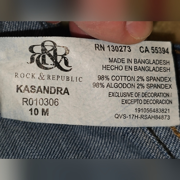 Womens ROCK & REPUBLIC "Kassandra" Dark Distressed Denim Jeans size 10 (30x30) - Picture 12 of 15